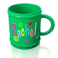 Green personalized plastic mug Royalty Free Stock Photo