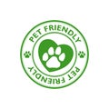 Green Pet friendly stamp, sign, icon