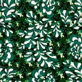 Green petals of trees colorful abstract seamless background