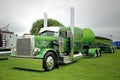 Green Peterbilt 359 Semi Tank Truck 1971 on Display