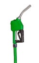 Green petrol gun at the gas station