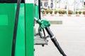 Green petrol pump in gas station. Gas station in a service. Royalty Free Stock Photo