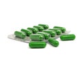 Green pharmaceutical capsules Royalty Free Stock Photo