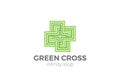 Green Pharmacy Logo Cross design vector Linear. Pl