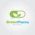 Green Pharmacy Logo template. Green Leaves Herbal Medicine icon for Natural Eco Green, Dispensary,Drugstore, Hospital and Clinic