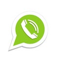 Green phone handset in speech bubble icon