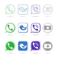 Green phone handset in speech bubble vector icon