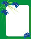 Green photo frame with blue flowers