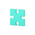 Green piece square jigsaw 3d icon. Volumetric element with creative solution Royalty Free Stock Photo
