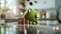 The Green Piggy Bank.AI generated image Royalty Free Stock Photo