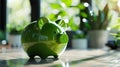 The green piggy bank.AI generated image Royalty Free Stock Photo