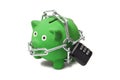Green Piggy Bank in Chains
