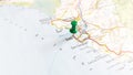 A green pin stuck in Cadiz on a map of Spain Royalty Free Stock Photo