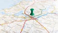 A green pin stuck in Limerick on a map of Ireland Royalty Free Stock Photo