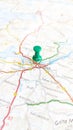 A green pin stuck in Limerick on a map of Ireland portrait Royalty Free Stock Photo