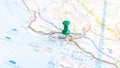 A green pin stuck in split on a map of Croatia Royalty Free Stock Photo