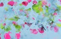 Green pink blue blurred vivid abstract watercolor painting blurred spots abstract background Royalty Free Stock Photo