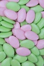 Green and pink easter/wedding chocolate dragees isolated on white background) Royalty Free Stock Photo