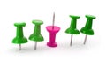 Green and Pink Pushpins Royalty Free Stock Photo