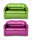 Green and pink vector sofas