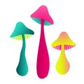 Neon Trippy Mushrooms Vector Illustration