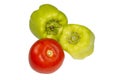 Green pipper and tomato Royalty Free Stock Photo