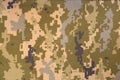 Green pixel camouflage military pattern on textile background
