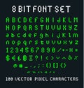 80 8Bit pixelated font set in vintage 80s video computer game Royalty Free Stock Photo