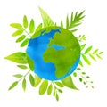 Green planet concept. earth illustration with