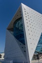 Green Planet in Dubai is the World`s largest indoor rainforest. Exterior against blue sky entrance way