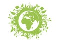 Green eco planet Earth with fauna and flora vector