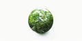 Green Planet Earth Isolated on Transparent Background. Grass and Leaf Texture Globe Royalty Free Stock Photo