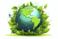 Green planet earth with green leaves, Celebrating World Earth Day and World Environment Day
