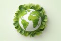 Green planet earth with green leaves, Celebrating World Earth Day and World Environment Day