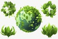 Green planet earth with green leaves, celebrating world earth day and world environment day