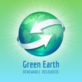 Green planet Earth with white arrows Royalty Free Stock Photo