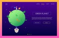 Green planet - modern colorful isometric web banner Royalty Free Stock Photo