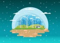 Green planet with natural resources illustration concept