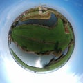 Green planet panorama drone