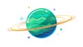 Green Planet with Ring Space Icon Illustration, vector design Generative AI Royalty Free Stock Photo