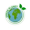 Green planet symbol.