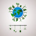 Green planet vector info graphic illustration. Royalty Free Stock Photo