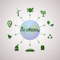 Green planet vector info graphic illustration. Ecology flat design. Royalty Free Stock Photo