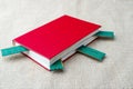 Green planks of RAM stick out from a red book Royalty Free Stock Photo