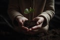 Green plant in a child hands Life in your hands Royalty Free Stock Photo