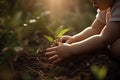 Green plant in a child hands Life in your hands Royalty Free Stock Photo