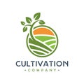 Green plant cultivation logo design