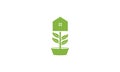 Green plant flower home or house or real estate logo design