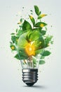 Green plant growing in the light bulb at the white background Royalty Free Stock Photo