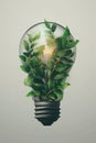 Green plant growing in the light bulb at the white background Royalty Free Stock Photo